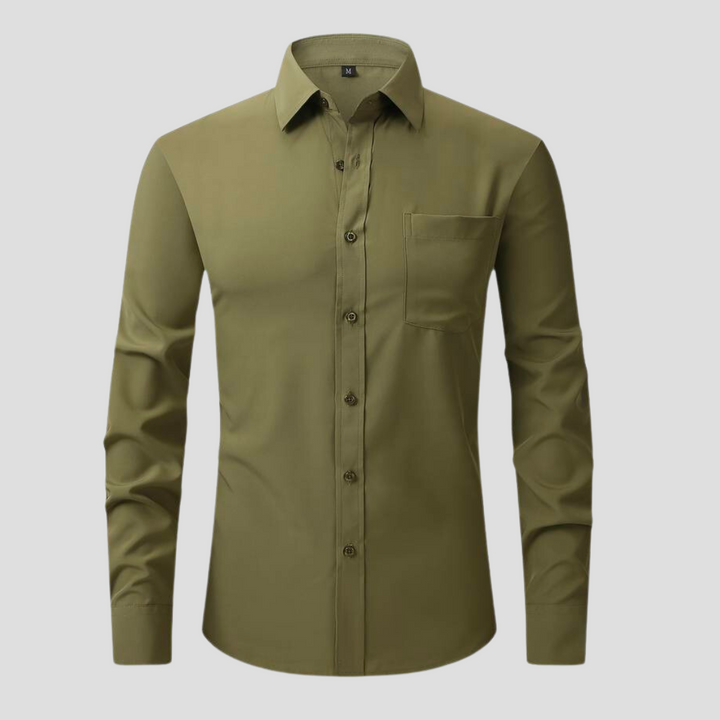 Levoire | Chemise D'Affaires À Col Convertible Vert
