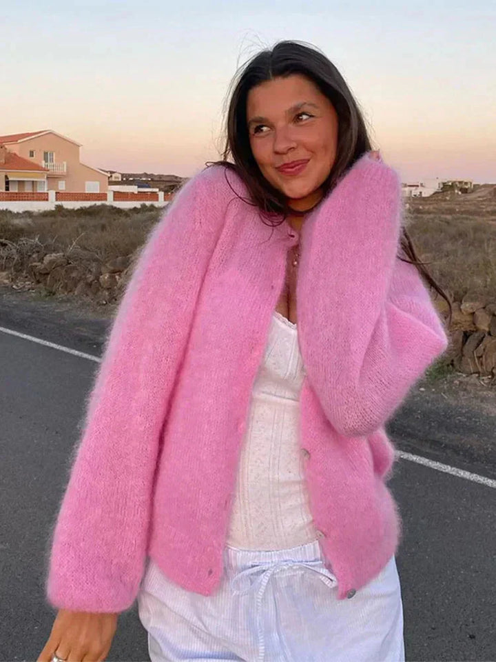 Levoire | Fermeture À Boutons Chaud Coupe Décontractée Tricoté Tricot Féminin Rosa
