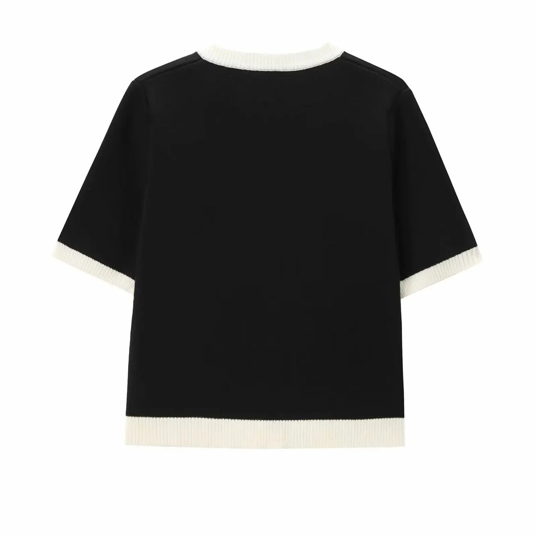 Levoire | Manches Courtes Boutonné Pull Tricoté À Manches Courtes Vêtements Pour Femmes