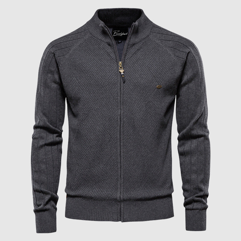 Levoire | Fermeture Éclair En Coton Tricoté Avec Manches Longues Pour Hommes Gris