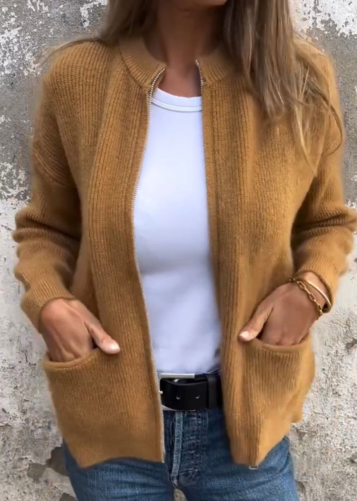 Levoire | Zip Warm Pockets Knit Women'S Clothing Braun