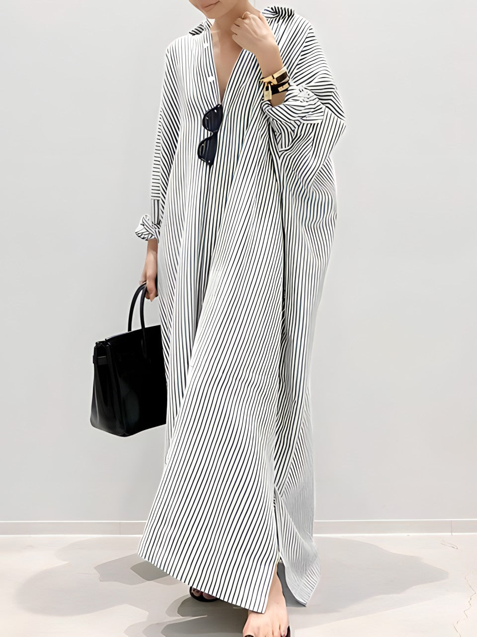 Levoire | Robe rayée en lin Gris