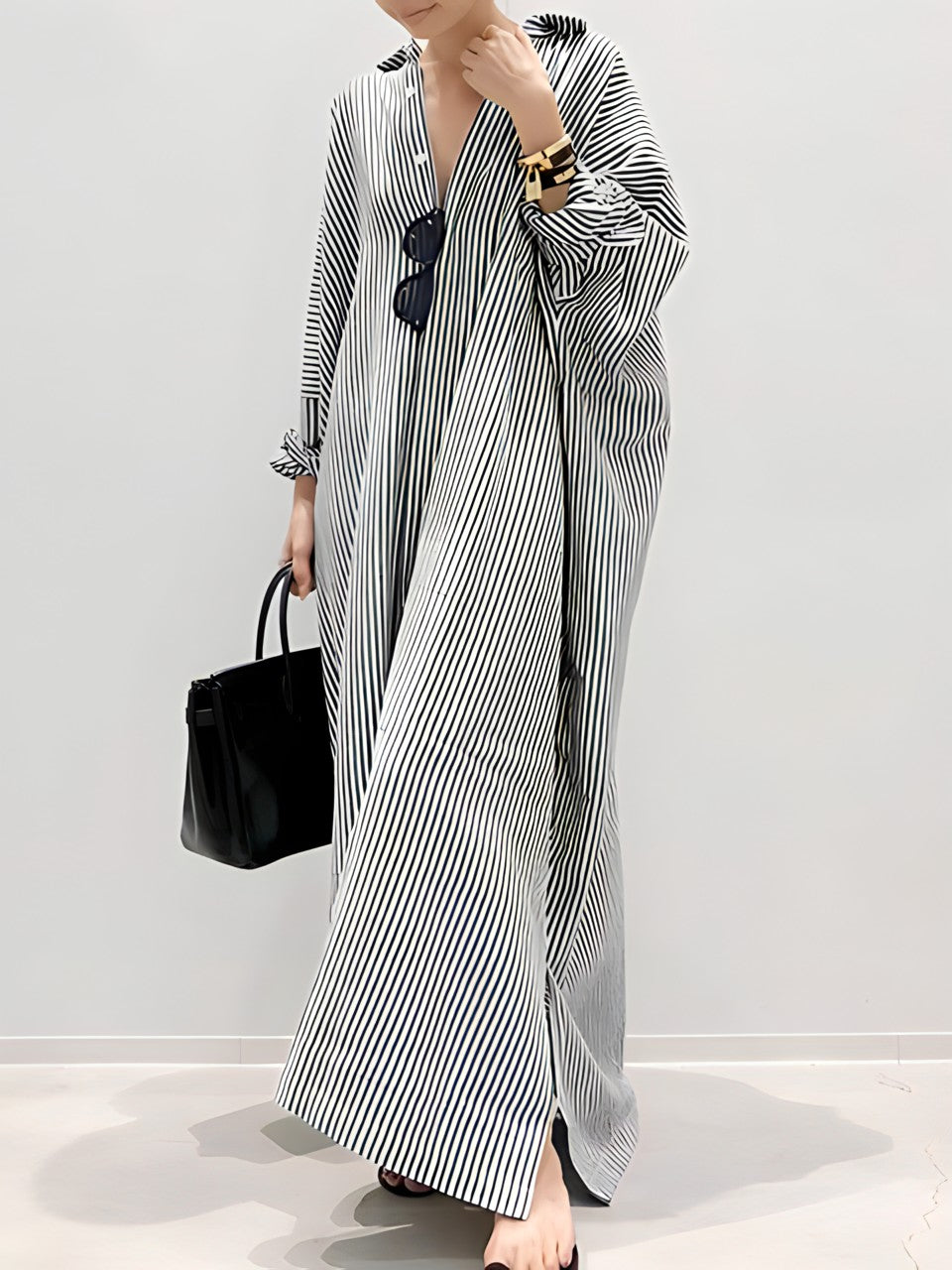 Levoire | Robe rayée en lin Noir