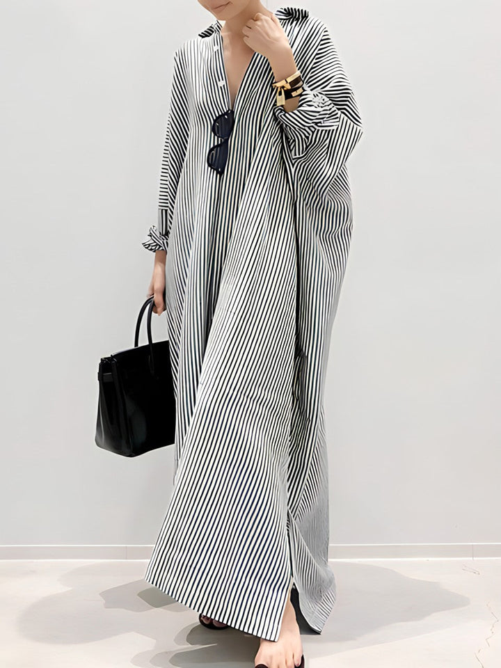 Levoire | Robe rayée en lin Noir
