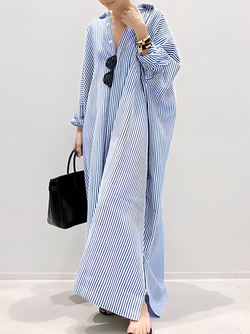 Levoire | Robe rayée en lin Bleu