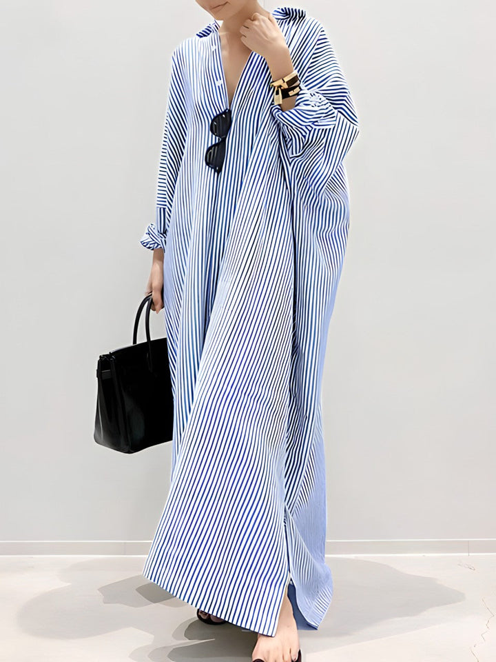 Levoire | Robe rayée en lin Bleu