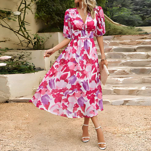 Levoire | Robe Midi Fleurs Rot