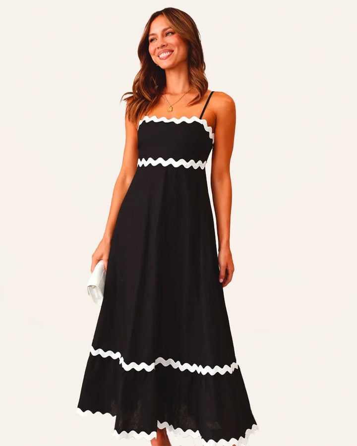 Levoire | Robe Longue Kapri En Contraste Noir