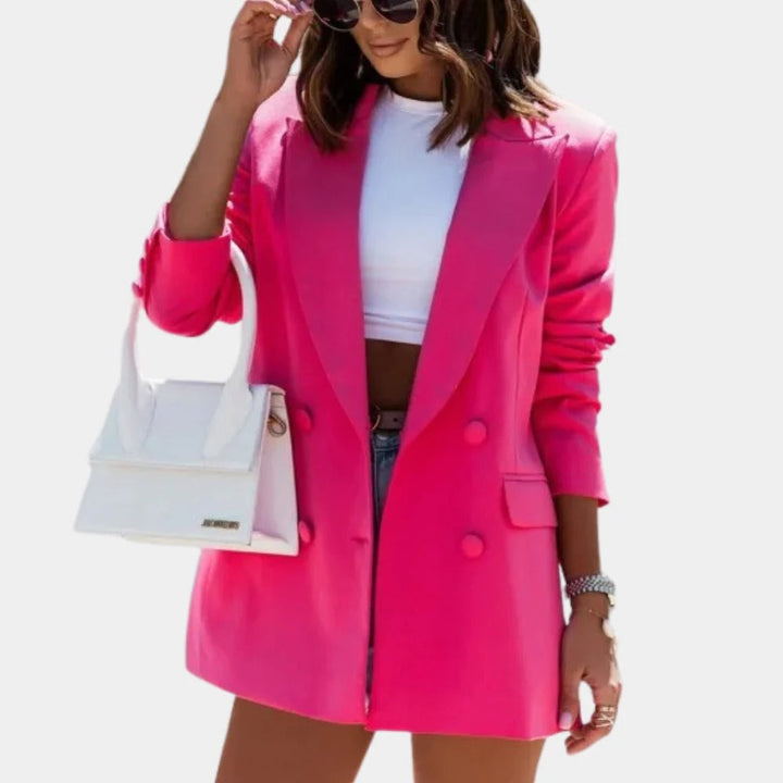 Levoire | Blazer Long À Col Réversible À Manches Longues Rosa