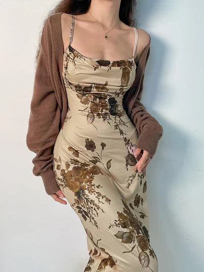 Levoire | Robe élégante à encolure carrée pour femmes Marron Beige