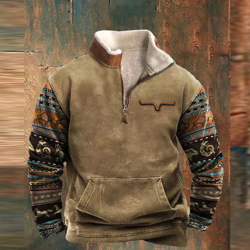 Levoire | Pull À Zip Moderne Quart De Mérd Pour Hommes Kaki