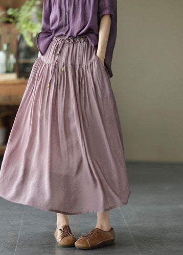 Levoire | Lilas Clair Élégant Jupe Plissée Patchwork Lin Été