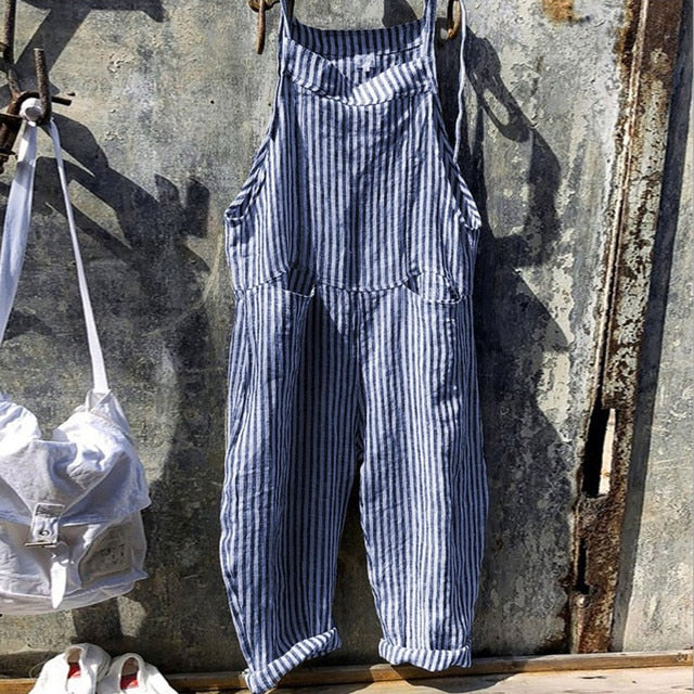 Levoire | Jumpsuit Baggy Rayé Style Vintage Bleu