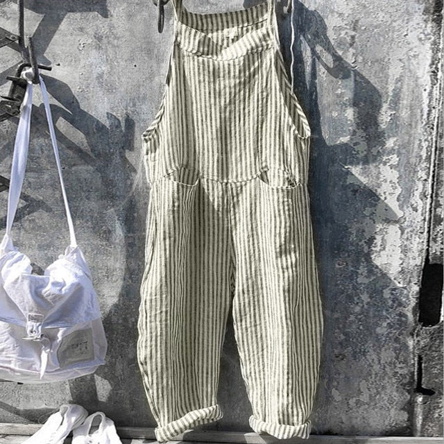 Levoire | Combinaison Baggy Rayée Style Vintage Vert