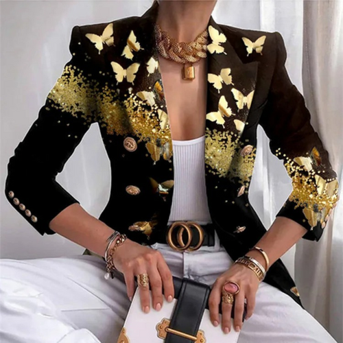 Levoire | Veste Pour Femmes Imprimée De Style Bureau Avec Double Rangée De Boutons