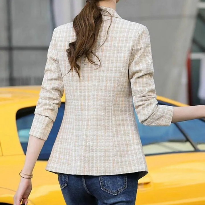 Levoire | Blazer À Carreaux Pour Femmes Avec Col Retroussé