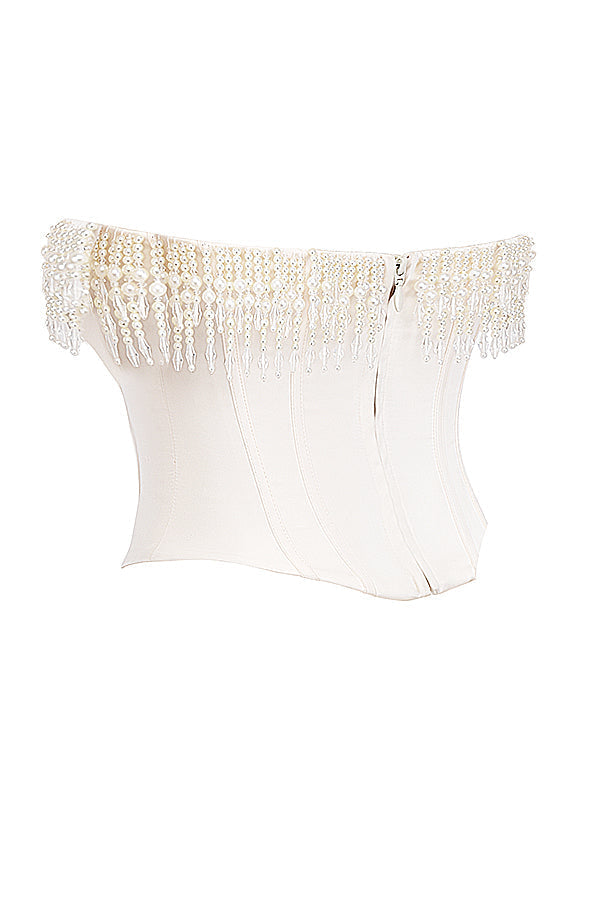 Levoire | Corset En Velours De Vin Avec Décorations En Perles