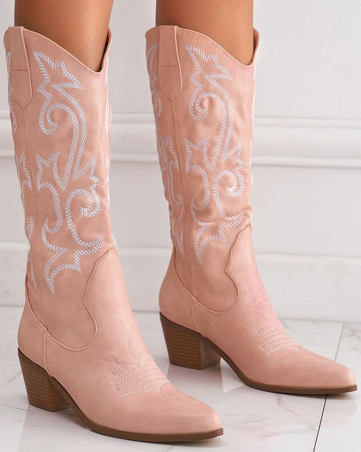 Levoire | Bottes De Cowboy Robustes Avec Broderie Rosa