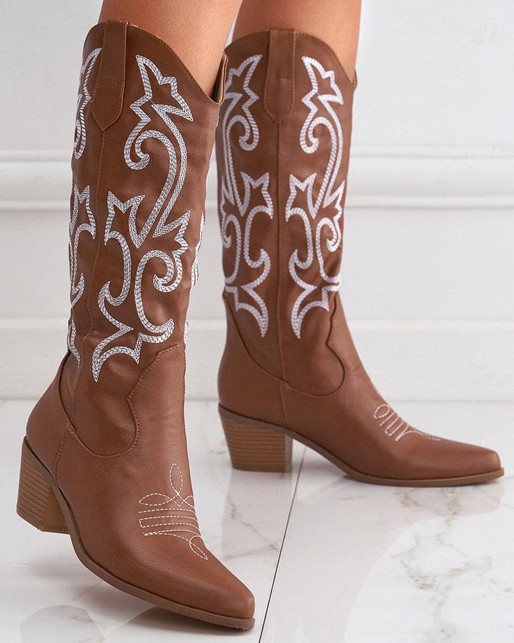 Levoire | Bottes De Cowboy Robustes Avec Broderie Braun