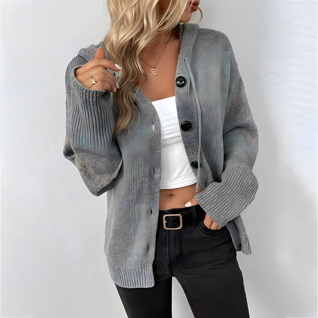 Levoire | Femmes Gilet En Tricot Avec Capuche Gris