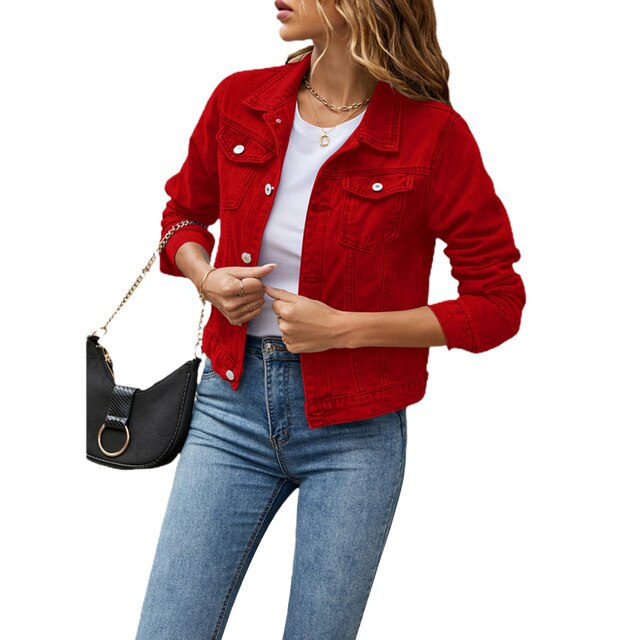 Levoire | Veste Look Denim Décontractée Pour Femmes Rot