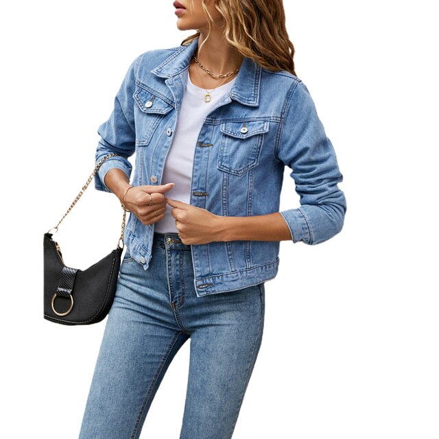 Levoire | Veste Look Denim Décontractée Pour Femmes Bleu ciel