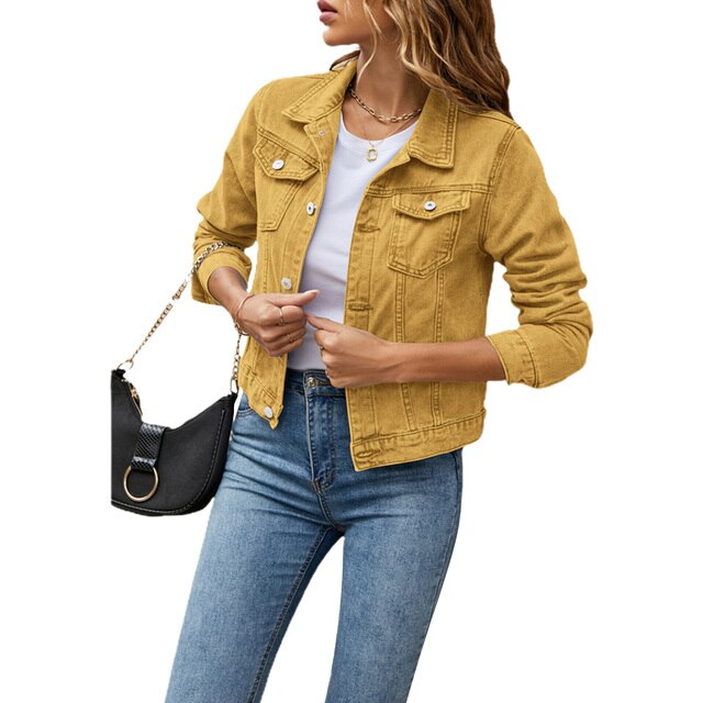 Levoire | Veste Look Denim Décontractée Pour Femmes Jaune