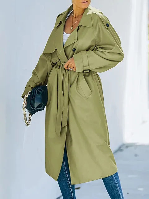 Levoire | Trench Long Coupe Droite Vert armée