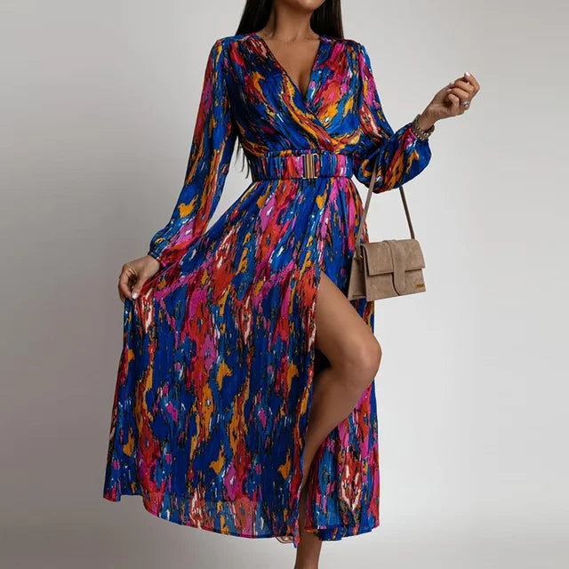 Levoire | Robe bohème à haute fente Bleu