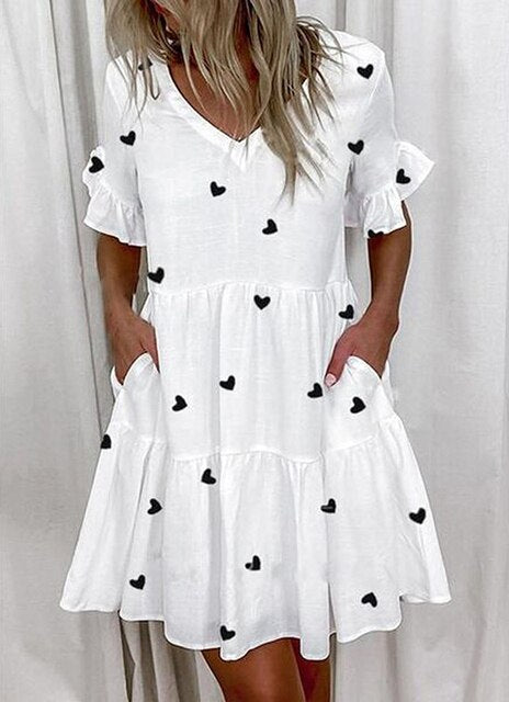 Levoire | Robe Avec Bord Froncé Cœur blanc