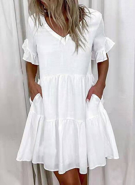 Levoire | Élégant Robe De Loisirs Vêtements De Loisirs Élégants Stk. Blanc