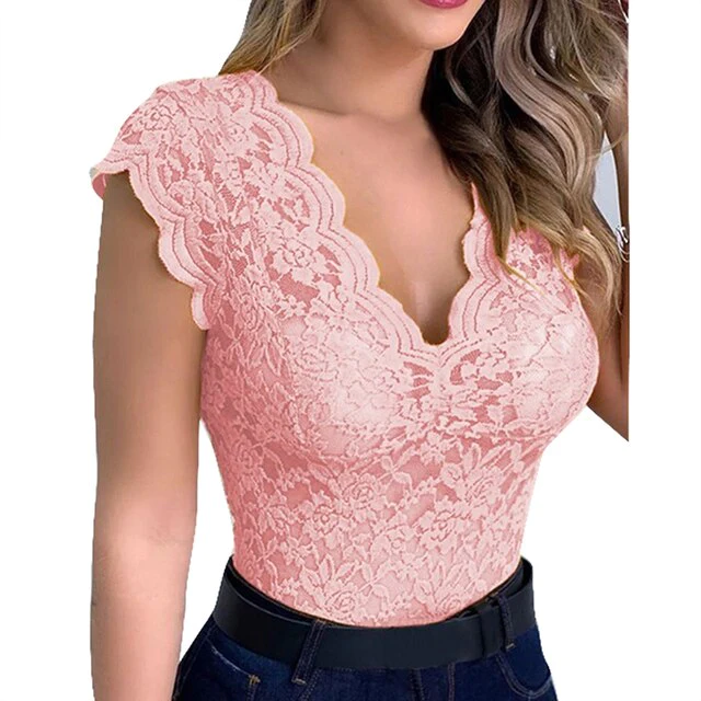 Levoire | Chemisier Élégant Femme Avec Design En Dentelle Rosa