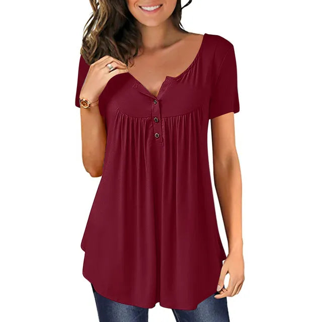 Levoire | Blouse Trendy Bleu Roi Avec Détails Boutonnés Rot