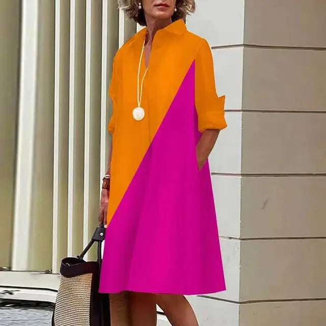 Levoire | Robe en coton confortable Jaune Rouge
