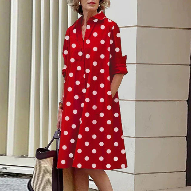 Levoire | Robe Élégante Mi-Longue Pour Femmes RotBlanc