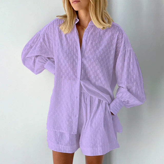 Levoire | T-Shirt D'Été Tendance Et Shorts Pour Femmes Violet
