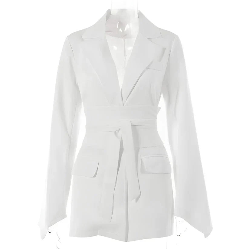 Levoire | Blazer Élégant Avec Ceinture Blanc