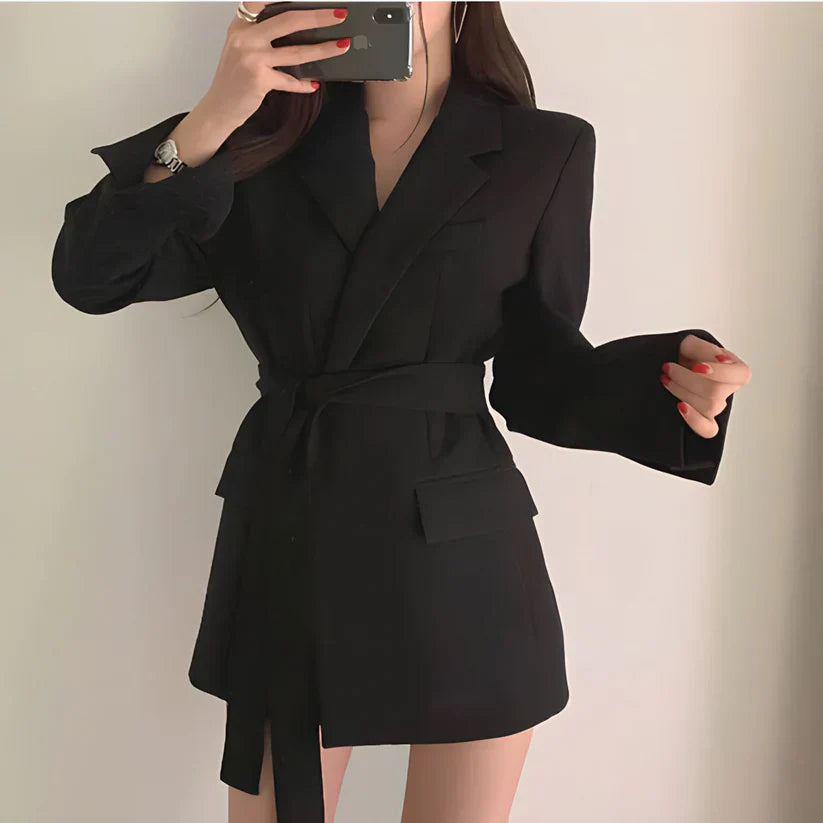 Levoire | Blazer Élégant Avec Ceinture Noir
