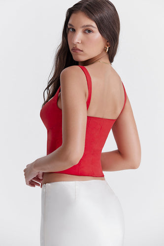 Levoire | Corset Rouge En Tulle