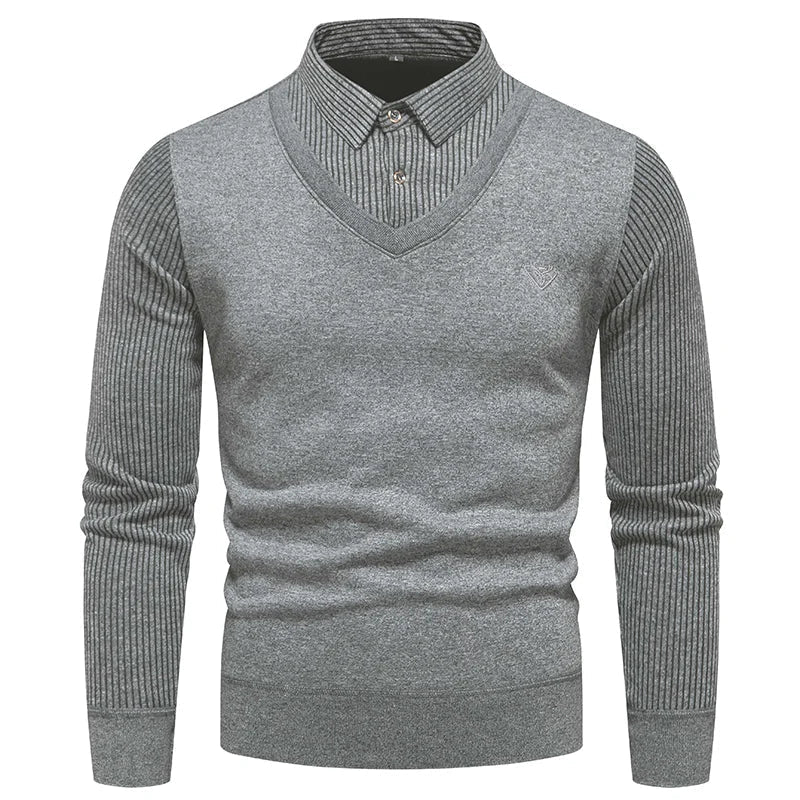 Levoire | Veste en tricot ajustée à manches longues à deux pièces Gris