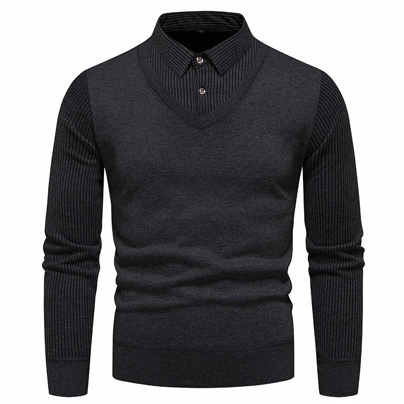 Levoire | Veste en tricot ajustée à manches longues à deux pièces Noir