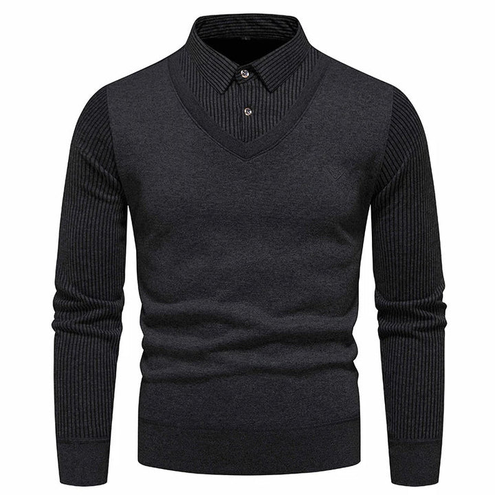 Levoire | Veste en tricot ajustée à manches longues à deux pièces Noir