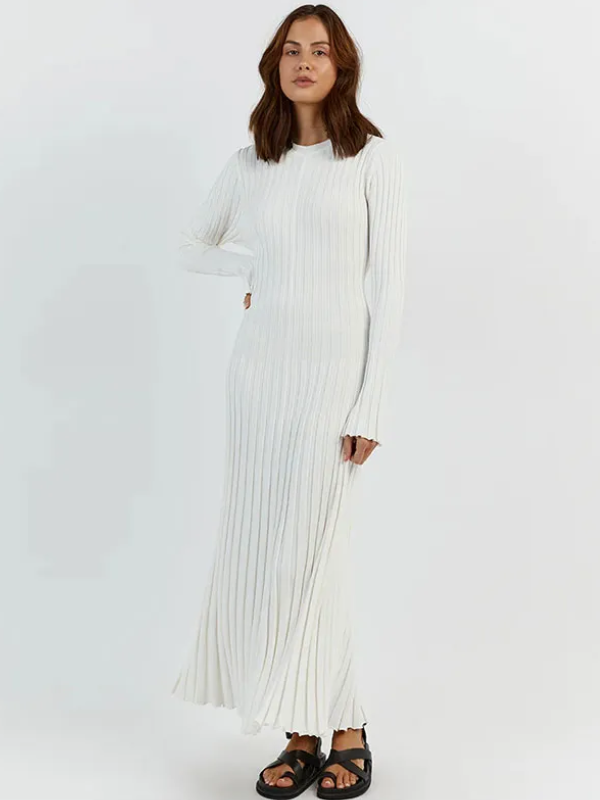 Levoire | Robe Maxi Tricotée Ajustée & Flatteuse BLANC