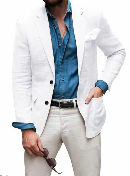 Levoire | Veste En Lin Pour Hommes Blanc