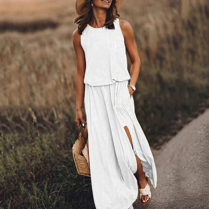 Levoire | Robe Maxi Blanche Décontractée Blanc