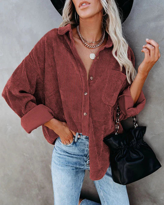 Levoire | Haut En Velours Vintage À Manches Longues Pour Femmes Bordeaux