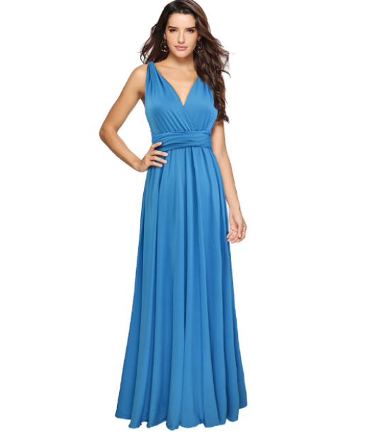 Levoire | Robe De Soirée Multi-Wrap Élégante À Dos Nu Longue Bleu