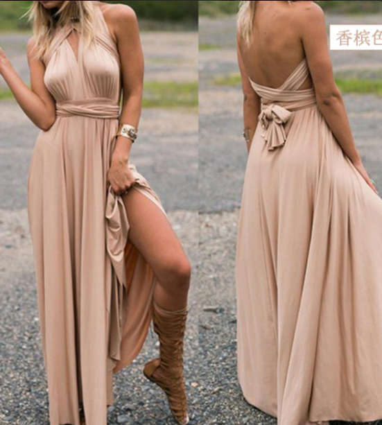 Levoire | Robe De Soirée Multi-Wrap Élégante À Dos Nu Longue Abricot