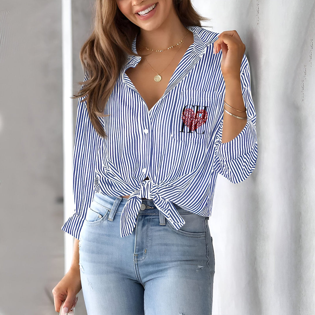 Levoire | Chemise Rayée À Manches Longues Bleu