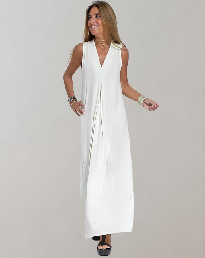 Levoire – Robe amincissante avec décolleté en V Blanc